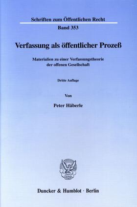 Häberle |  Verfassung als öffentlicher Prozeß. | Buch |  Sack Fachmedien