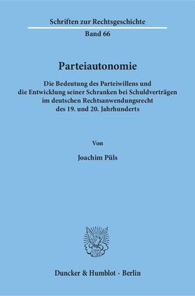 Püls |  Parteiautonomie. | Buch |  Sack Fachmedien