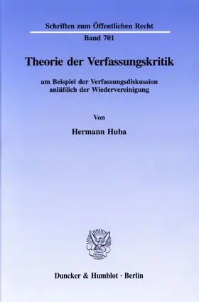 Huba |  Theorie der Verfassungskritik | Buch |  Sack Fachmedien