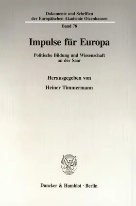 Timmermann |  Impulse für Europa. | Buch |  Sack Fachmedien