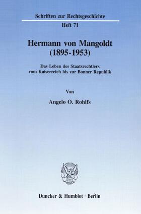 Rohlfs |  Hermann von Mangoldt (1895 - 1953) | Buch |  Sack Fachmedien