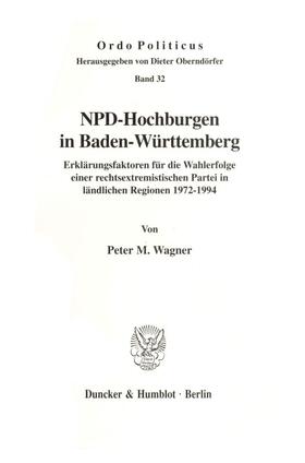 Wagner |  NPD-Hochburgen in Baden-Württemberg. | Buch |  Sack Fachmedien