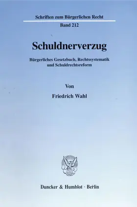 Wahl |  Schuldnerverzug. | Buch |  Sack Fachmedien