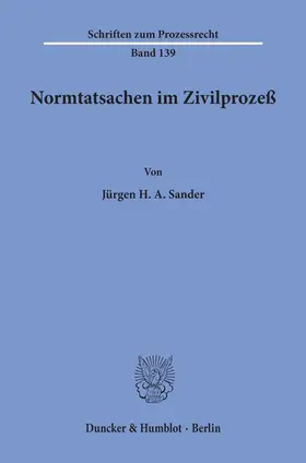 Sander |  Normtatsachen im Zivilprozeß. | Buch |  Sack Fachmedien