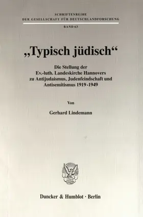 Lindemann |  "Typisch jüdisch«. | Buch |  Sack Fachmedien