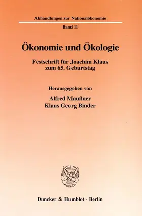 Maußner / Binder |  Ökonomie und Ökologie. | Buch |  Sack Fachmedien