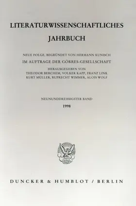 Berchem / Kapp / Link |  Literaturwissenschaftliches Jahrbuch. | Buch |  Sack Fachmedien