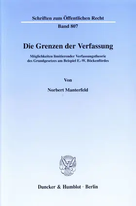 Manterfeld |  Die Grenzen der Verfassung. | Buch |  Sack Fachmedien