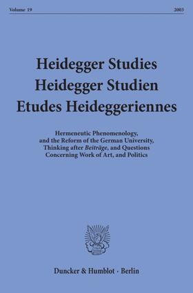 Emad / Coriando / Herrmann |  Heidegger Studies - Heidegger Studien - Etudes Heideggeriennes. | Buch |  Sack Fachmedien