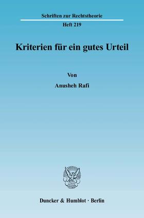 Rafi |  Kriterien für ein gutes Urteil | Buch |  Sack Fachmedien