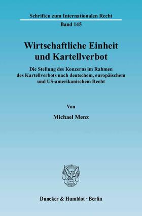 Menz |  Wirtschaftliche Einheit und Kartellverbot | Buch |  Sack Fachmedien
