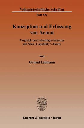 Leßmann |  Konzeption und Erfassung von Armut | Buch |  Sack Fachmedien