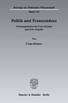 Heimes |  Politik und Transzendenz | Buch |  Sack Fachmedien