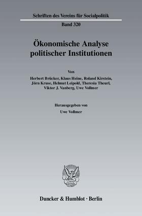 Vollmer |  Ökonomische Analyse politischer Institutionen | Buch |  Sack Fachmedien