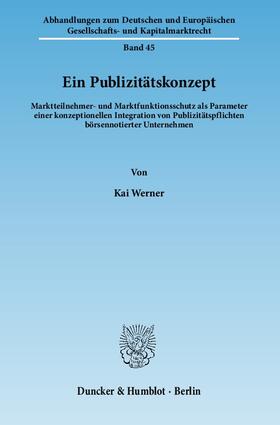 Werner |  Ein Publizitätskonzept | Buch |  Sack Fachmedien
