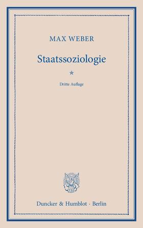 Weber / Winckelmann |  Staatssoziologie | Buch |  Sack Fachmedien