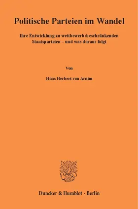 Arnim |  Politische Parteien im Wandel | Buch |  Sack Fachmedien