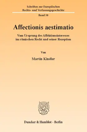 Kindler |  Affectionis aestimatio | Buch |  Sack Fachmedien