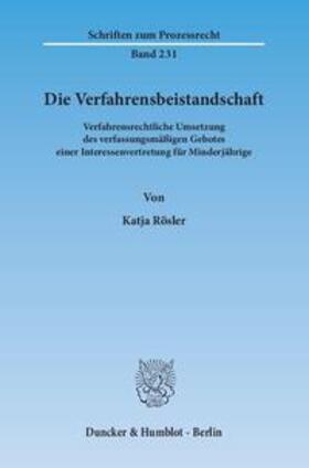 Rösler |  Rösler, K: Verfahrensbeistandschaft | Buch |  Sack Fachmedien