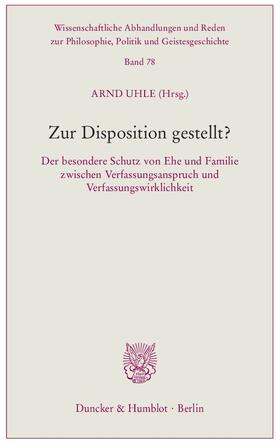 Uhle |  Zur Disposition gestellt? | Buch |  Sack Fachmedien