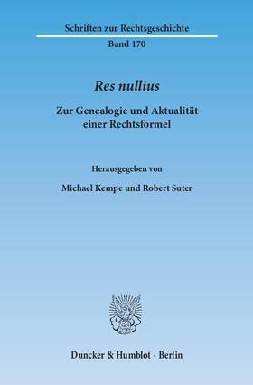 Kempe / Suter |  Res nullius | Buch |  Sack Fachmedien
