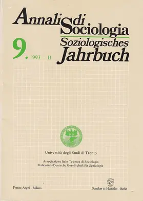 Zingerle |  Annali di Sociologia - Soziologisches Jahrbuch. | Buch |  Sack Fachmedien