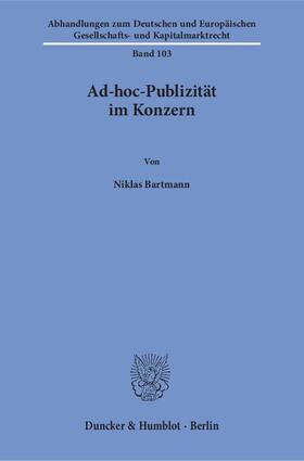 Bartmann | Ad-hoc-Publizität im Konzern. | Buch | 978-3-428-15177-6 | sack.de