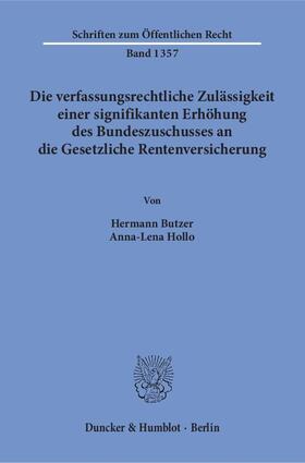 Butzer / Hollo |  Butzer, H: Die verfassungsrechtliche Zulässigkeit einer sign | Buch |  Sack Fachmedien