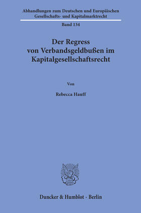 Hauff |  Der Regress von Verbandsgeldbußen im Kapitalgesellschaftsrecht | Buch |  Sack Fachmedien