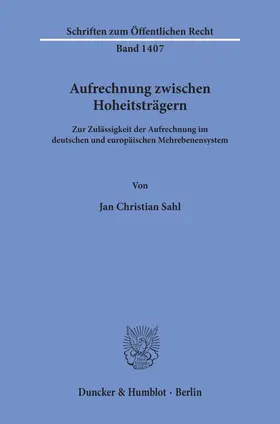 Sahl |  Aufrechnung zwischen Hoheitsträgern | Buch |  Sack Fachmedien