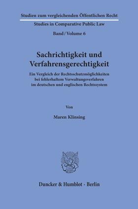 Klinsing |  Sachrichtigkeit und Verfahrensgerechtigkeit. | Buch |  Sack Fachmedien