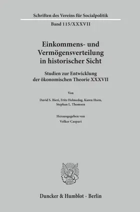 Caspari |  Einkommens- und Vermögensverteilung in historischer Sicht. | Buch |  Sack Fachmedien