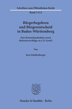 Schellenberger |  Schellenberger, J: Bürgerbegehren und Bürgerentscheid in BW | Buch |  Sack Fachmedien