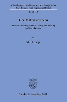 Lange |  Lange, N: Matrixkonzern. | Buch |  Sack Fachmedien