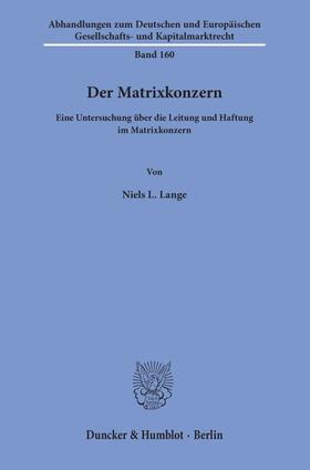 Lange |  Der Matrixkonzern. | Buch |  Sack Fachmedien