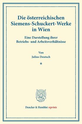 Deutsch |  Die österreichischen Siemens-Schuckert-Werke in Wien | Buch |  Sack Fachmedien