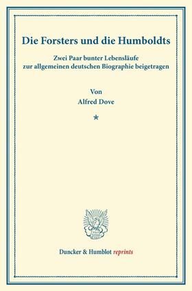 Dove |  Die Forsters und die Humboldts. | Buch |  Sack Fachmedien