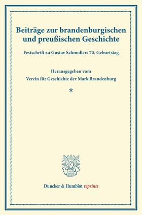  Beiträge zur brandenburgischen und preußischen Geschichte | Buch |  Sack Fachmedien