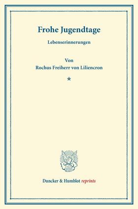 Liliencron |  Frohe Jugendtage. | Buch |  Sack Fachmedien