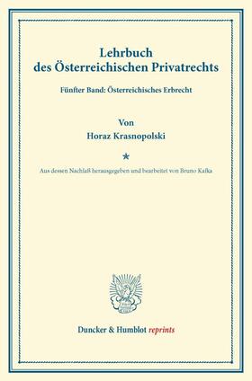 Krasnopolski / Kafka |  Lehrbuch des Österreichischen Privatrechts | Buch |  Sack Fachmedien