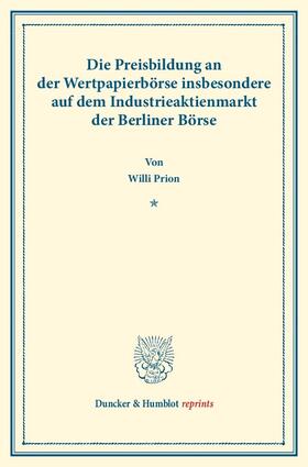 Prion |  Die Preisbildung an der Wertpapierbörse | Buch |  Sack Fachmedien