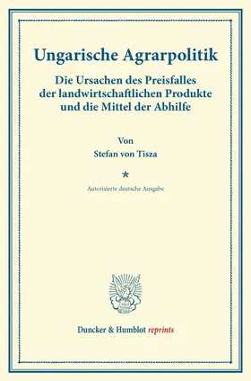 Tisza |  Ungarische Agrarpolitik. | Buch |  Sack Fachmedien