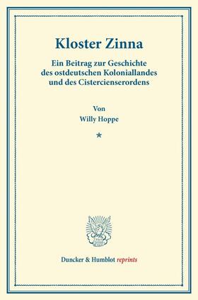 Hoppe |  Kloster Zinna. | Buch |  Sack Fachmedien