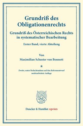 Schuster von Bonnott / Finger / Frankl |  Grundriß des Obligationenrechts. | Buch |  Sack Fachmedien