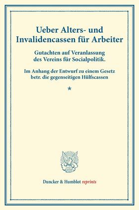 Ueber Alters- und Invalidencassen für Arbeiter. | Buch |  Sack Fachmedien