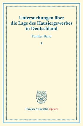  Untersuchungen über die Lage des Hausiergewerbes in Deutschland. | Buch |  Sack Fachmedien
