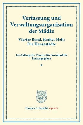  Verfassung und Verwaltungsorganisation der Städte. | Buch |  Sack Fachmedien