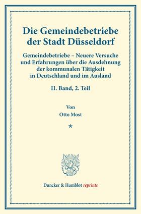 Most / Fuchs |  Die Gemeindebetriebe der Stadt Düsseldorf. | Buch |  Sack Fachmedien