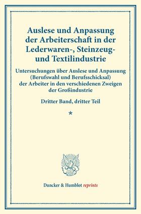  Auslese und Anpassung der Arbeiterschaft in der Lederwaren-, Steinzeug- und Textilindustrie. | Buch |  Sack Fachmedien