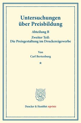 Bertenburg |  Untersuchungen über Preisbildung. | Buch |  Sack Fachmedien